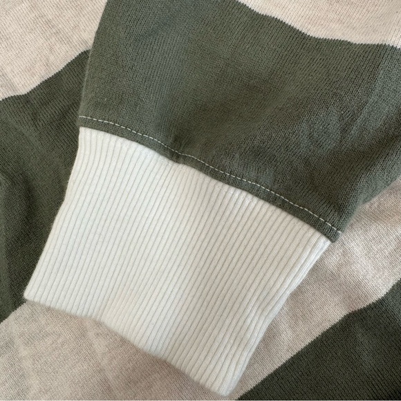 Aerie Oversized Striped Rugby Shirt NWOT size Small Cropped Olive Green - Picture 4 of 9